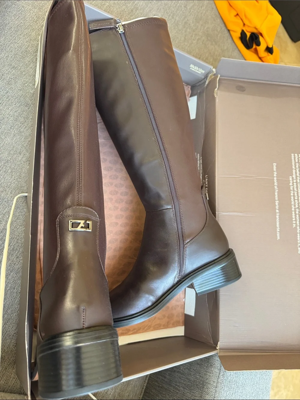 Franco Sarto Over-the-Knee Leather Riding Boots in Dark Brown